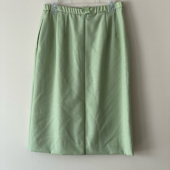 Pendleton 100% Silk Skirt Suit Size 12 Color Light Green Career Formal - Picture 6 of 15